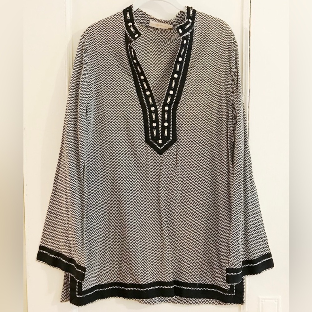 Tory Burch Black & White Print Tunic Size 14